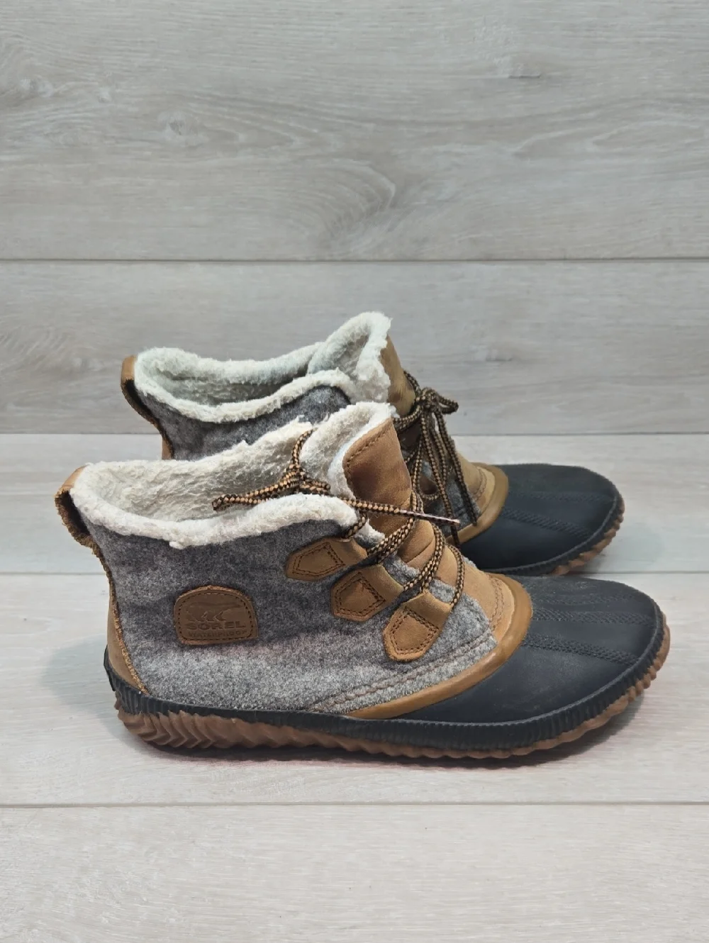 Sorel Women Out N About Winter Duck Rubber Watrrproof Leather Boots Shoes Sz 10